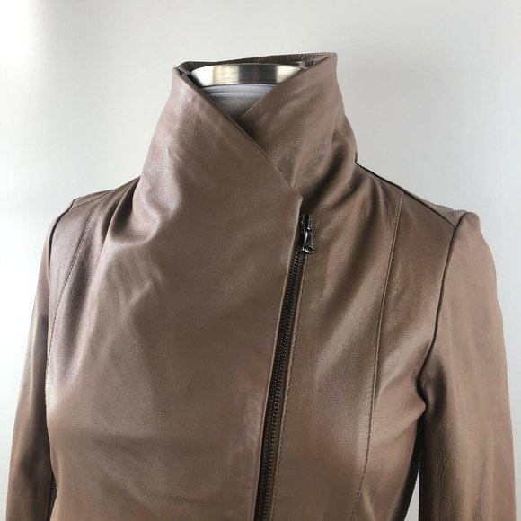Anthropologie Dolan Moto Leather Jacket Brown - Picture 4 of 10